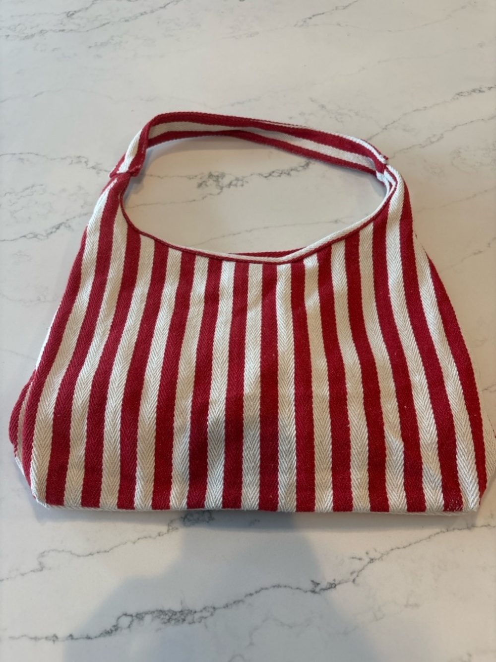 Striped Red and Cream Shoulder Bag - Picture 3 of 7